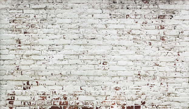 Stripped Bricks Red Wall With Paint In White