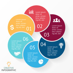 Vector circle arrows infographic, cycle diagram, graph, presentation chart. Business concept with 6 options, parts, steps, processes.