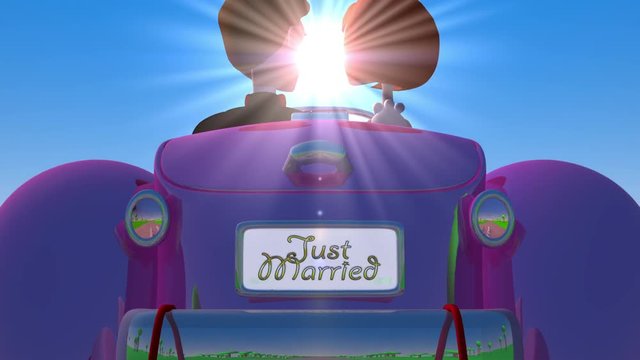 Just Married Car Cartoon Animation