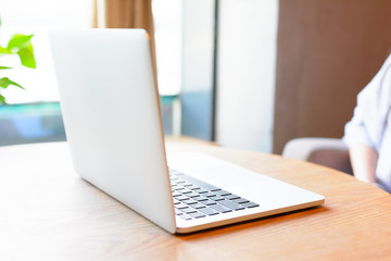 A laptop on the table.