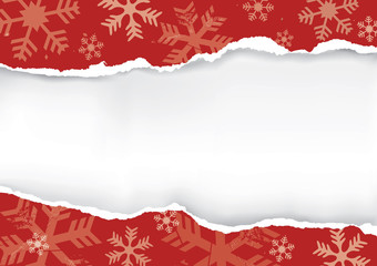 Red Ripped christmas paper.
Red grunge snowflakes background with torn paper with place for your text or image. Vector available.

