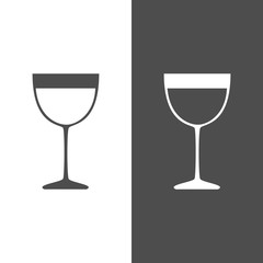 Icono de una copa de vino sobre fondos blanco y negro