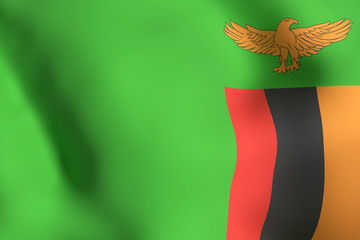 Republic of Zambia flag waving