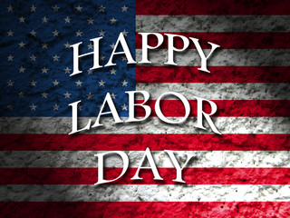Happy Labor Day usa greeting card with american flag grunge style background - 116150003