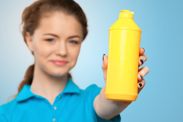 Young housewife is ready for cleaning