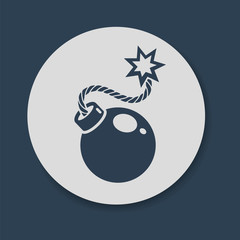 Flat bomb icon. Bomb with lit fuse vector illustration