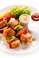 Kebabs - grilled meat and vegetables 