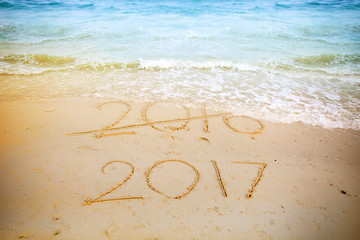 Celebrating the year 2017 on beach