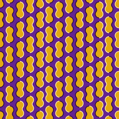 Optical illusion seamless pattern. Golden shapes move on purple background.