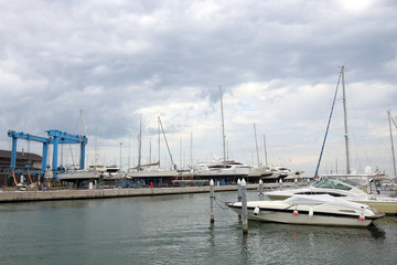 Fototapeta na wymiar yacht and sailboats port Rimini Italy