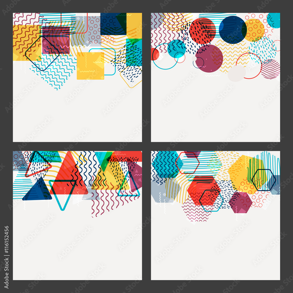 Poster set of abstract patterns or backgrounds.