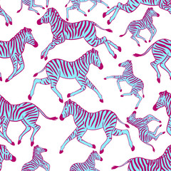 Fototapeta na wymiar Seamless pattern with zebras. Vector seamless texture for wallpapers, pattern fills, web page backgrounds