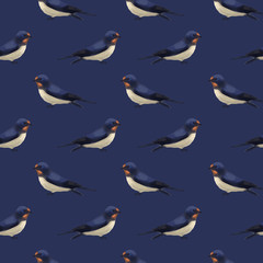 Obraz premium Seamless pattern with cute swallows. Vector seamless texture for wallpapers, pattern fills, web page backgrounds