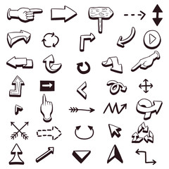 Obraz premium Vector set of various hand drawn arrows