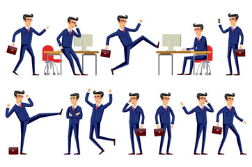 Set of businessman characters poses , eps10 vector format
