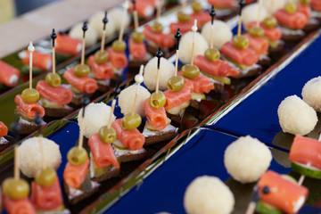 tasty snack on skewers Buffet