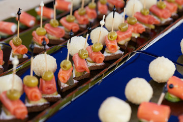 tasty snack on skewers Buffet