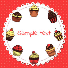Banner with sweet cupcakes with place for your text