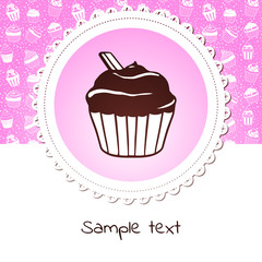 Cute banner with sweet cupcake