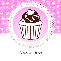 Cute banner with sweet cupcake