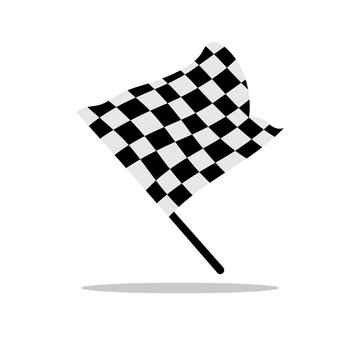 Vector Checkered flag Cartoon Illustration.