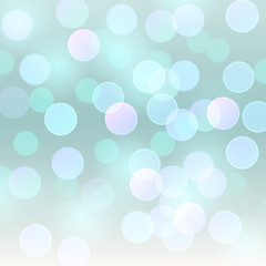Vector realistic abstract background with blurred defocused light blue bokeh lights