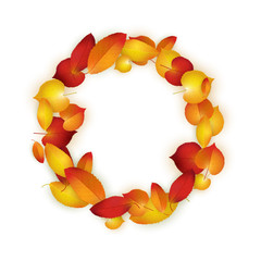 Autumn card, colorful leaves frame, background, template, vector illustration