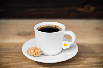 Back coffee with biscotti