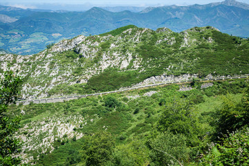 Fototapeta premium The famous Covadonga cycling ascending