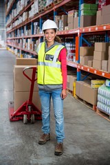 Worker posing with trolley