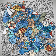 Doodles marine nautical vector background