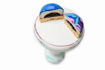 Vibrant cupcakes on white background