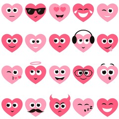red and pink hearts with smiley faces