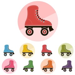 roller skates icon set