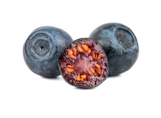 Blueberries and half