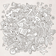 Cartoon vector sketchy doodles hand drawn school education 