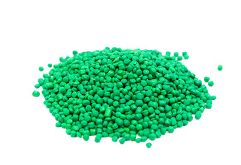 close-up from green polymer pellets for injection moulding