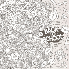 Obraz premium Cartoon cute doodles hand drawn school frame