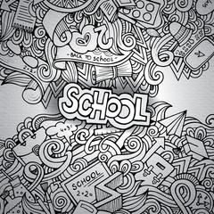 Cartoon vector doodles hand drawn school