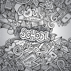Obraz premium Cartoon vector doodles hand drawn school