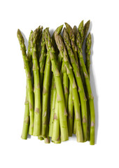 A bunch of asparagus tips isolated on a white background