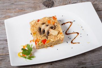 Fried rice with mushrooms