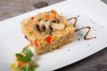 Fried rice with mushrooms