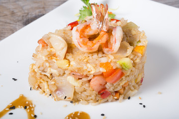Asian fried rice with shrimps