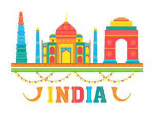 Fototapeta premium Colourful Indian Monuments for Independence Day.