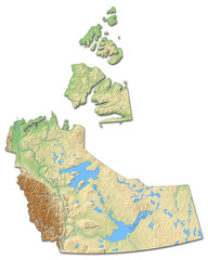 Relief map - Northwest Territories (Canada) - 3D-Rendering