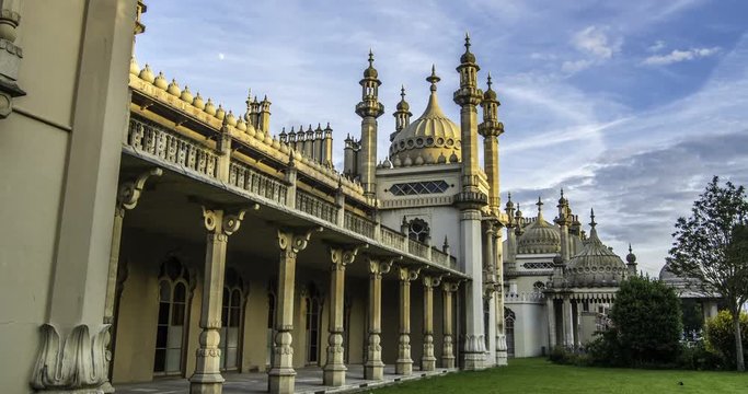 Timelapse view of the Brighton Royal pavilion, built for King George IV in indo-saracenic style