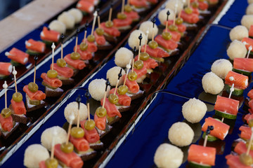 tasty snack on skewers Buffet