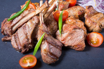Grilled lamb meat