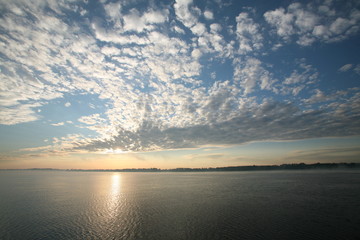 sunset over the river